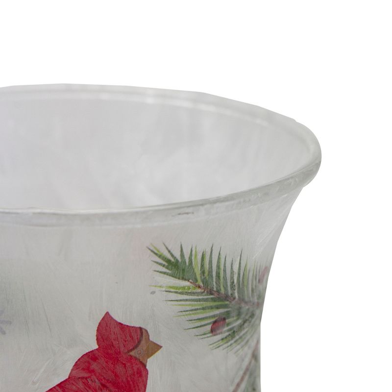 Northlight 2.75" Hand Painted Christmas Cardinal and Pine Flameless Glass Candle Holder, 5 of 7