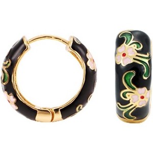Vintage Enamel Huggie Hoop Earrings for Women Delicate Enamel Round Circle Hoop Earrings Trendy Flower CZ Earrings Jewelry - 1 of 4