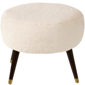 Farwell Oval Ottoman with Gold Caps Cream Faux Fur - Project 62 , Adult Unisex, Ivory Fur