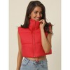 Seta T Women's High Stand Collar Lightweight Zip Puffer Crop Padded Vest - 2 of 4