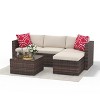 Modular Rattan Patio Sofa Set - All-Weather Wicker Sectional Conversation Set with Ottoman, Glass Table & Detachable Cushions - 4 of 4
