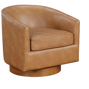 NicBex Faux Leather Swivel Accent Chair,Upholstered Swivel Living Room Chairs with Curved Backrest and Wood Base,Club Chair for Living Room - 1 of 4