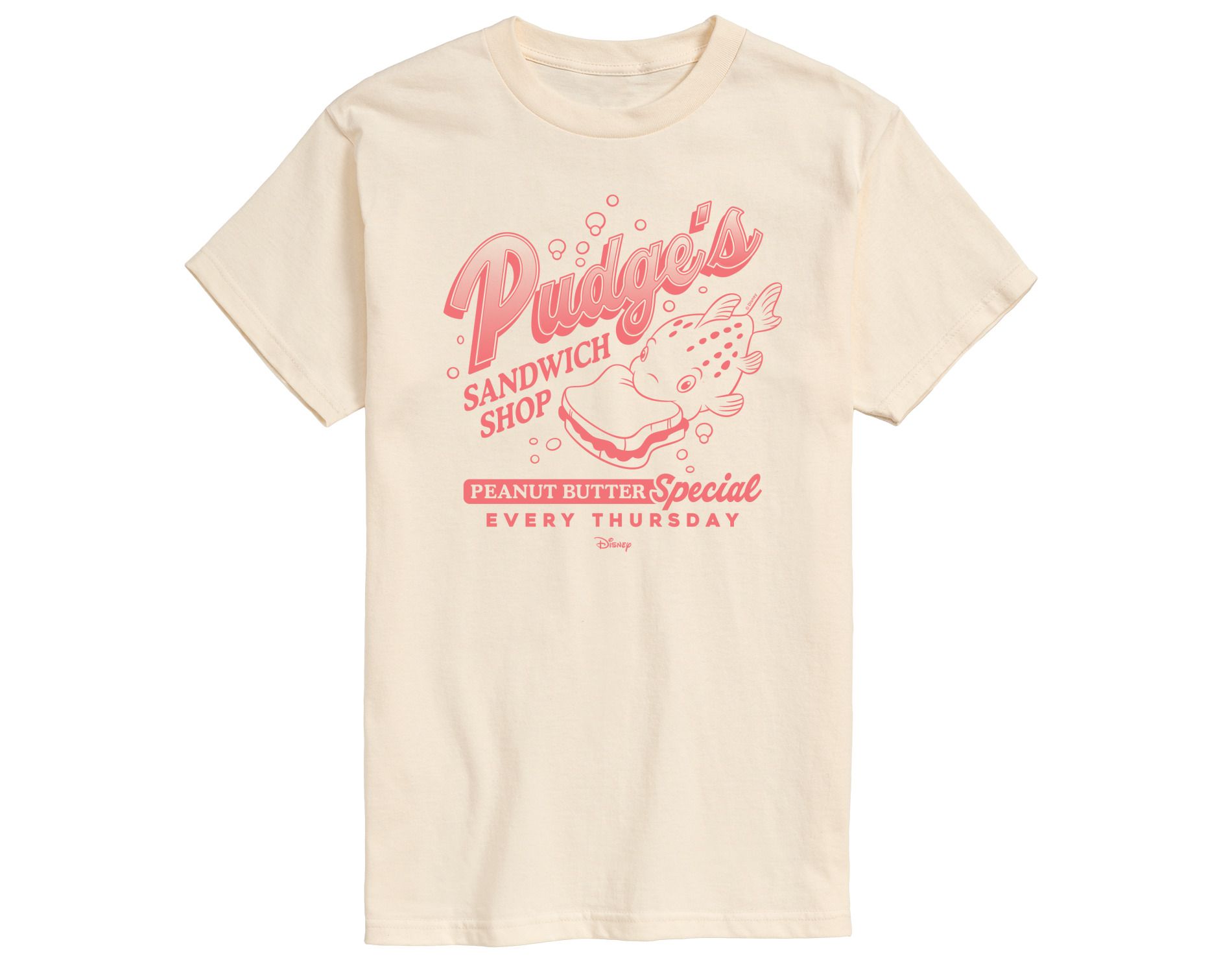 Men's Lilo & Stitch Pudges Sandwich Shop Short Sleeve Graphic T-Shirt - Cream - 2X Big and Tall