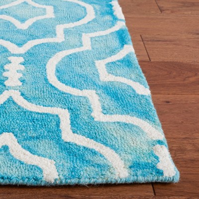 Ivory Turquoise Hand-tufted Wool Rectangular Accent Rug