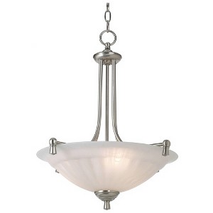 Regency Hill Burlington 23" Modern Pendant Chandelier Ceiling Light Fixture Dining Room Over Table Hanging Silver Brushed Steel Finish White Glass - 1 of 1