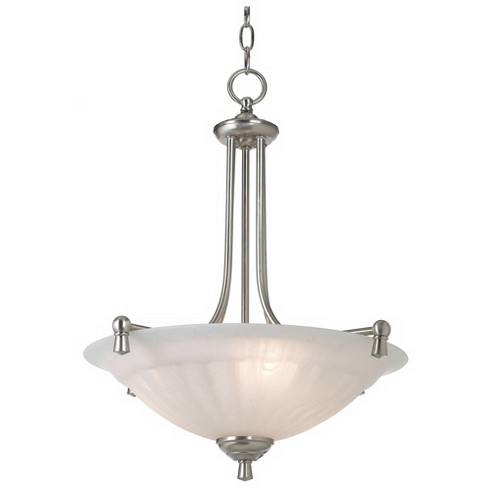 Regency Hill Burlington 23" Modern Pendant Chandelier Ceiling Light Fixture Dining Room Over Table Hanging Silver Brushed Steel Finish White Glass - image 1 of 1