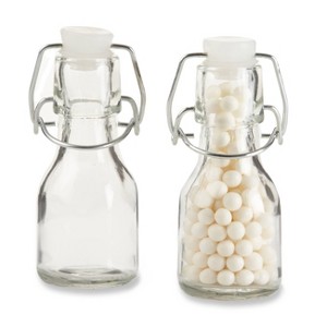 12ct Mini Glass Favor Bottle with Swing Top: Small Clear Gift Boxes for Wedding & Baby Shower, 4.5" Height, Kate Aspen - 1 of 3