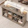 homfan 62" 8-Cube Storage Organizer - 3-Tier Farmhouse Bookcase, Long Low Profile Shelf for Living Room/Entryway - 3 of 4