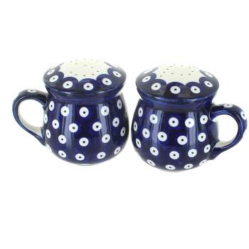 Blue Rose Polish Pottery S138 Manufaktura Salt & Pepper Shakers with Handles