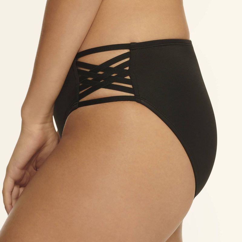 Women&#39;s Slimming Control Strappy Bikini Swim Bottom - Black - S - Beach Betty by Miracle Brands, 3 of 6