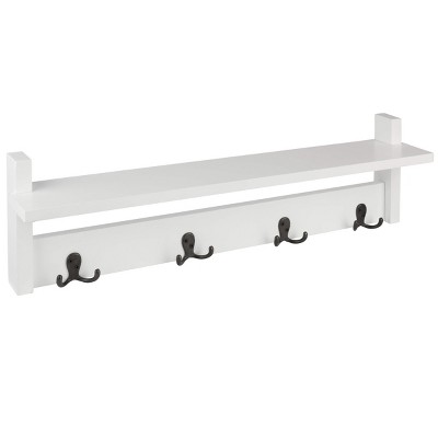 Coat Rack with Shelf Wall Mount Shelf with 4 Hooks for Entryway, Hallway