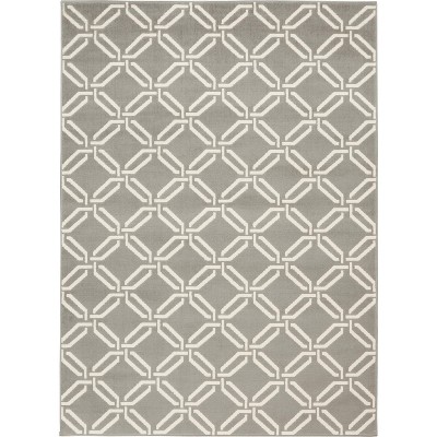 Trellis Chic Gray Synthetic 5' x 7' Hand-Knotted Area Rug