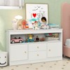 Costway Kids Toy Storage Organizer Wooden Children Bookshelf Storage Chest with Open Shelf White/Natural - image 2 of 4