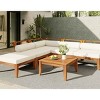 6 PCS Patio Sofa Set, Modular L-Shaped Sectional Sofa with Ottoman and Tea Table, Acacia Wood Frame Sofa with Polyester Cushion-Coolbibila - 3 of 4