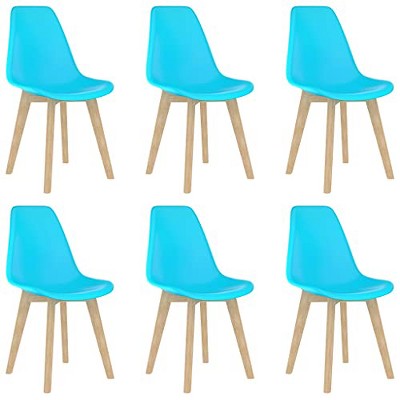 vidaXL Dining Chairs, 6 Pcs, Blue Plastic