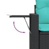 vidaXL Garden Sofa Set Black PE Rattan, Powder-Coated Steel, Tempered Glass - 3 of 4