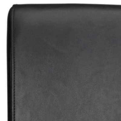 Seth Black Leather and Wood Parsons Bar Stool