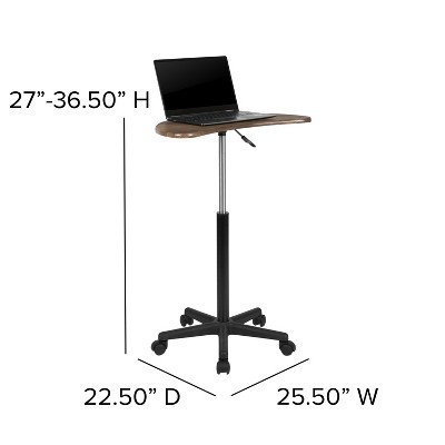 Rustic Walnut Adjustable Height Mobile Laptop Desk