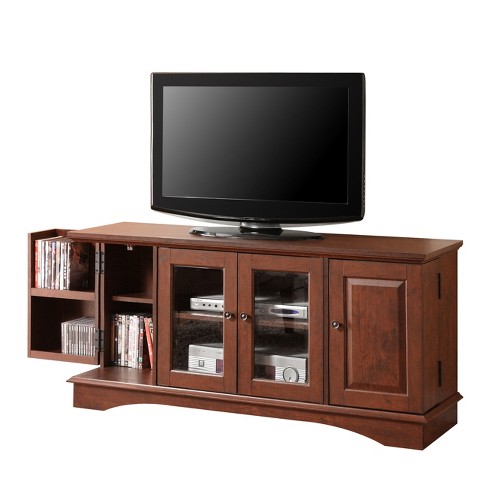 4 Door Closed Storage Tv Stand For Tvs Up To 55 Brown Saracina Home Media Console With Adjustable Shelves Target