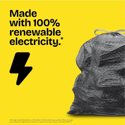 Glad ForceFlex Large Drawstring Black Trash Bags - 30gal/34ct: Solid Pattern, Extra Strong