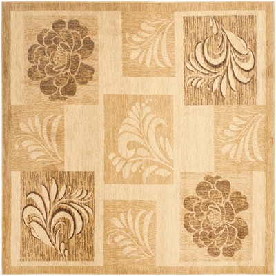 Ivory and Multi Patchwork Floral 6'7" Square Area Rug