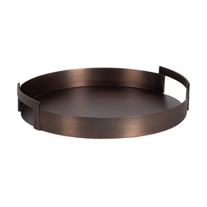 Kate and Laurel Myo Metal Round Tray, 15" diameter, Bronze - 1 of 4