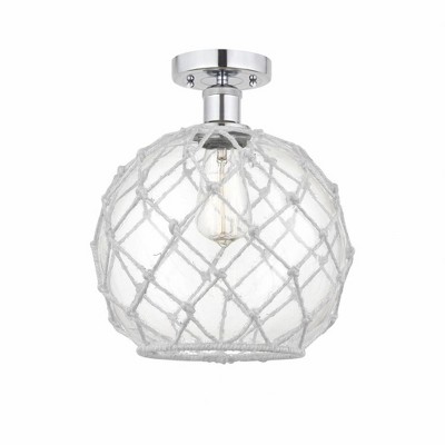 Farmhouse Rope - 1 Light Semi-Flush Mount In Industrial Style-12.75 Inches Tall and 10 Inches Wide