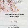Pear Baguette CZ Flat Back Earrings for Cartilage Helix Tragus Lobe 16g 8mm Sterling Silver 1 pair by Ginger Lyne - 3 of 4