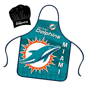 NFL Apron & Chef Hat Set, with Large Team Logo - Miami Dolphins - 1 of 2