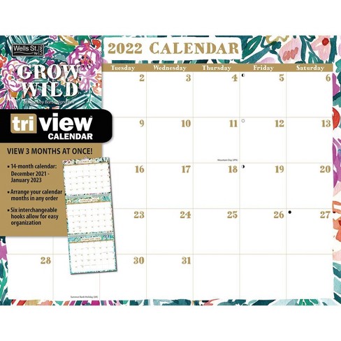 Calendrier Tri 2023 2022 Wall Calendar 14 Month Tri-View 12"X29.5" Grow Wild - Wells St. By  Lang : Target