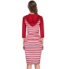 Coolmee Women's Casual Maxi Dress 3/4 Long Sleeve Stripe Slim Pullover Hoodie Long Dress with Pocket - 3 of 4