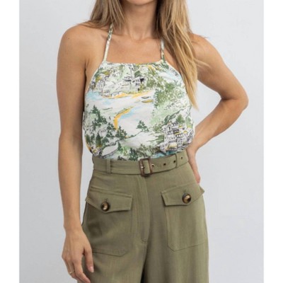 Women's FRANCINE TOILE PRINT HALTER CROP - SUGARLIPS L