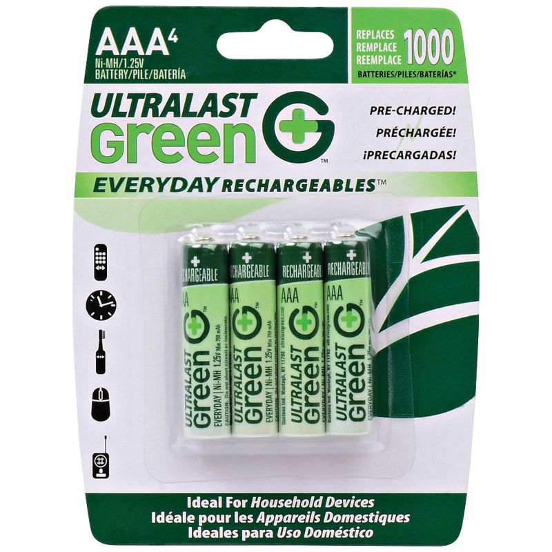Ultralast® Green Everyday Rechargeables AAA NiMH Batteries, 4 pk, 1 of 2