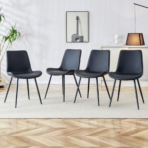 Sapphtopaz Dining Chairs Set Curved Widened Cushion Kitchen Chair with Metal Legs Armless Dining Chairs for Dining Room, Living Room - 1 of 4