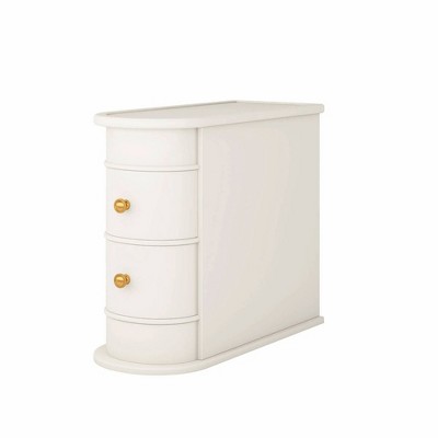 Lirago, Wood End Table with 2 Drawers - Fully Assembled Narrow Nightstand/Side Table, Off-White