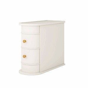 Lirago, Wood End Table with 2 Drawers - Fully Assembled Narrow Nightstand/Side Table, Off-White - 1 of 4