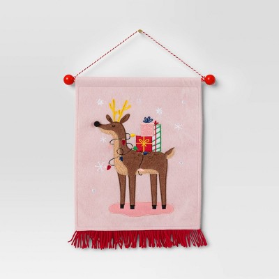 Mud Pie Holly Jolly Deer & Santa Christmas Embroidered Towels, Set of 2