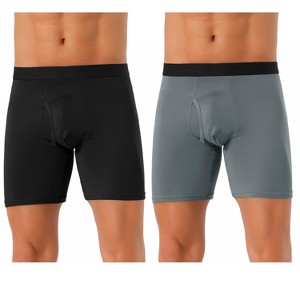 INSPIRE CHIC Men's 2 Pack Solid Color Soft Stretch Open-fly Basic Boxer Briefs - 1 of 4