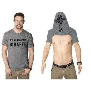 Ask Me About My Giraffe T Shirt Funny Animal Flip Cool Graphic Hilarious Tee - Crazy Dog Men's T Shirt - 1 of 4