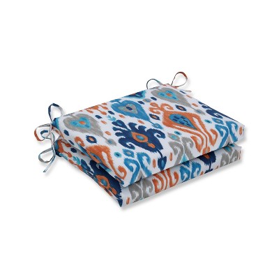 2pk Paso Squared Corners Outdoor Seat Cushion Azure Blue - Pillow Perfect