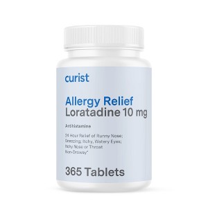 Curist Loratadine 10mg 365 Count Non Drowsy Allergy Medicine - 24 HR Antihistamine Tablets Indoor & Outdoor Allergy Medicine for Adults - 365 Tablets - 1 of 4