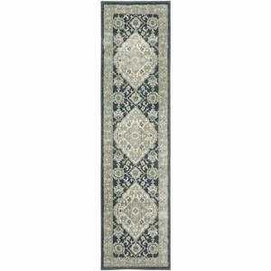 Oriental Weavers Branson Collection Fabric Blue/Ivory Medallion Pattern- Living Room, Bedroom, Home Office Area Rug, 1'10 - 1 of 1