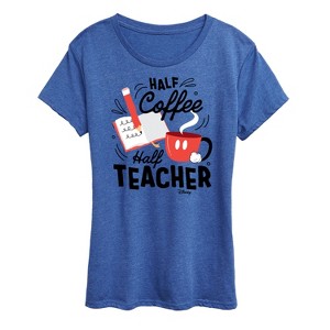 Women's - Disney - Half Coffee Half Teacher Short Sleeve Graphic T-Shirt - 1 of 4