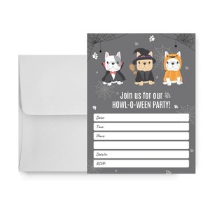 Paper Frenzy Dog Themed Howl-o-Ween Halloween Party Write In Invitations and Envelopes - 25 pack - 1 of 2