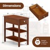 ResenkosSofa Table, End Table, Side Table,3-Tier Narrow End Table with Drawer and Storage Shelves Set of 2-Brown - 3 of 4