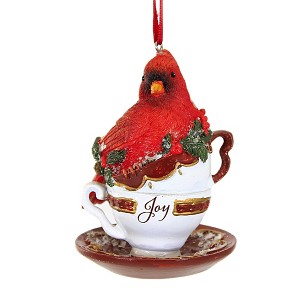 Roman, Inc 4.25 In Cardinal Cup Ornamrent Holly Teacups Saucer Tree Ornaments - 1 of 3