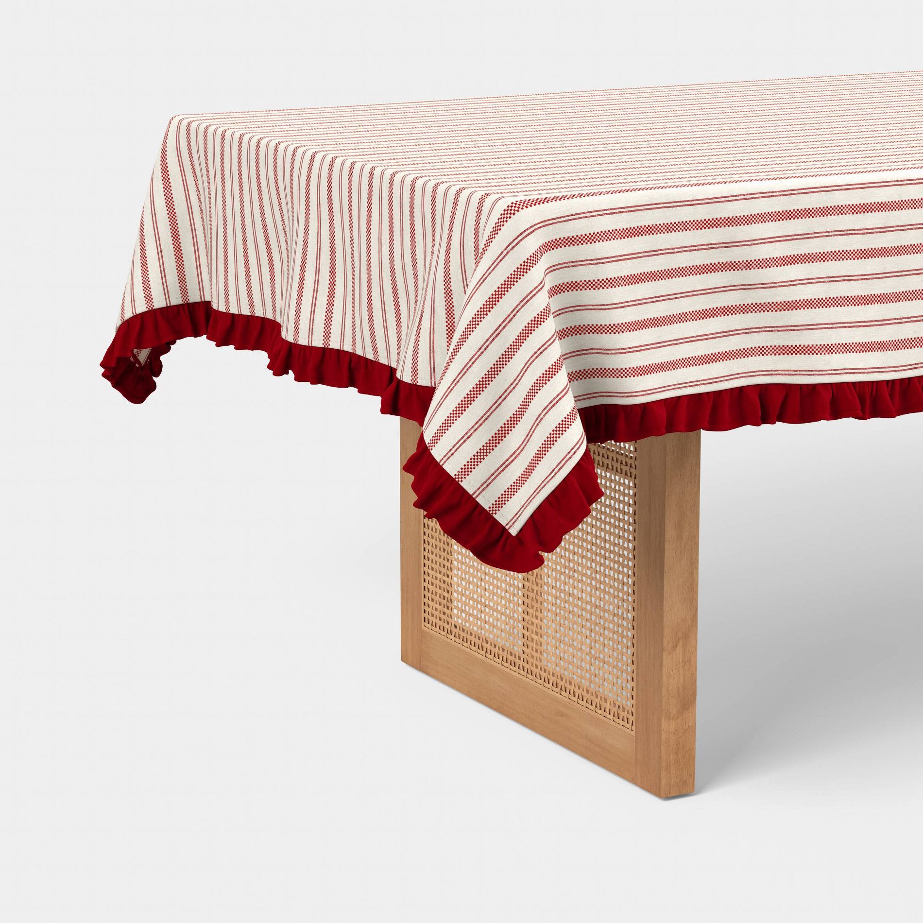 84"x60" Tablecloth Red Stripe with Ruffle - Threshold™