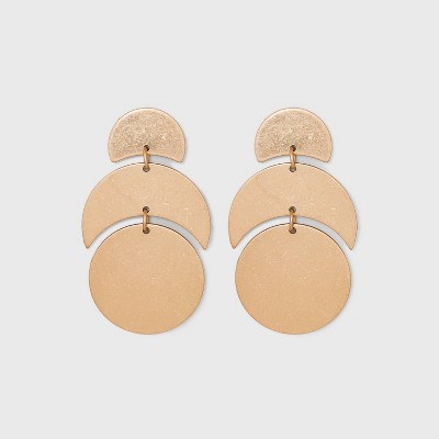 Crescent And Medallion Post Drop Earrings - Universal Thread™ Gold : Target