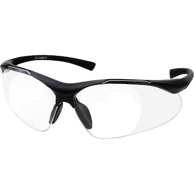 grinderPUNCH Full Lens Magnification Safety Glasses with Black Frame  Clear Lens   Magnifying Reading Eyewear (Tinted +1.00 Diopter)