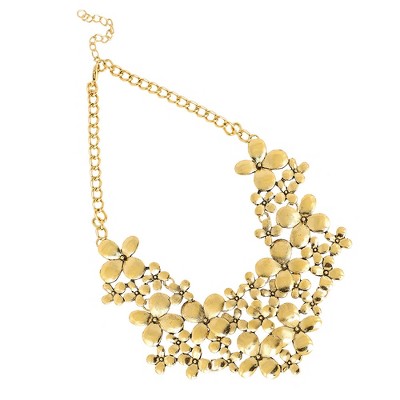 SOHI Women's California Gold Botanical Cluster Statement Necklace